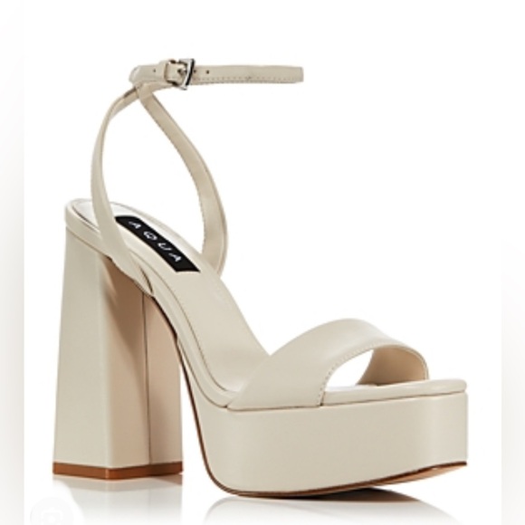 Aqua Shoes - AQUA Cher Ankle Strap Platform High Heel Sandals Ivory Size 9.5